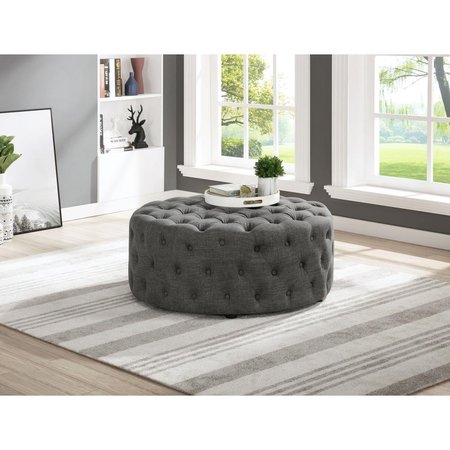 KD GABINETES Anderson Modern Grey Linen Square Ottoman KD2194497